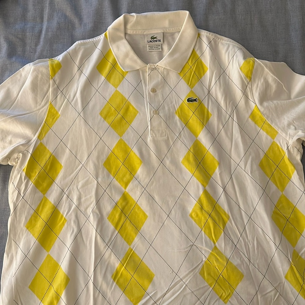 Men’s Lacoste argyle collared shirt sz 7 NWOT